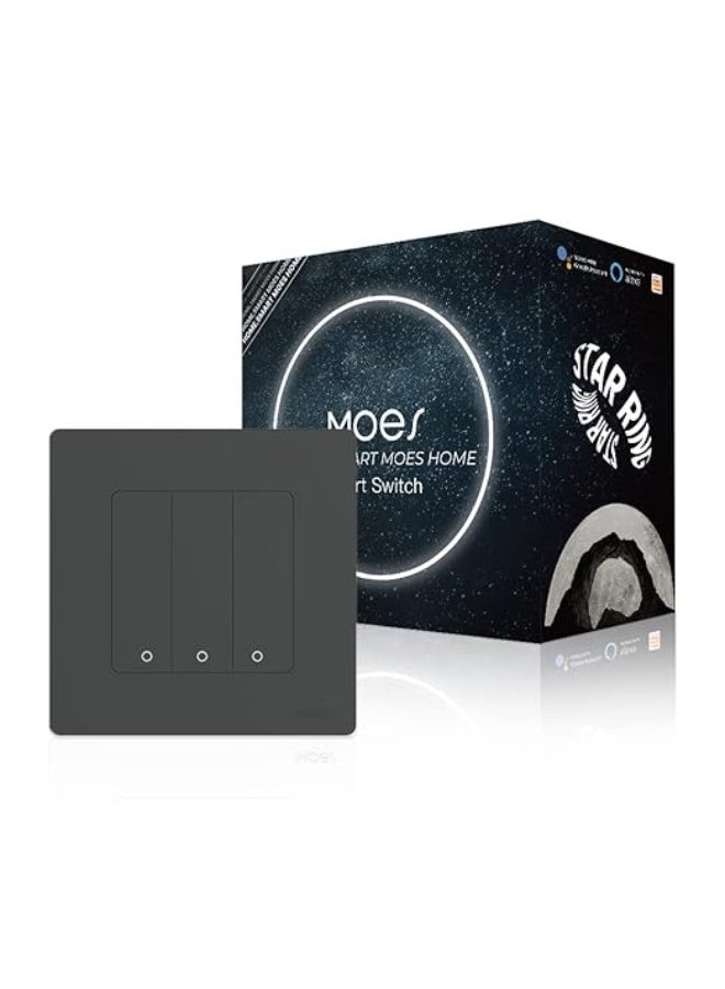 MOES مفتاح ذكي MOES Push Ring Zigbee – 3 مجموعات (رمادي) - Image 3